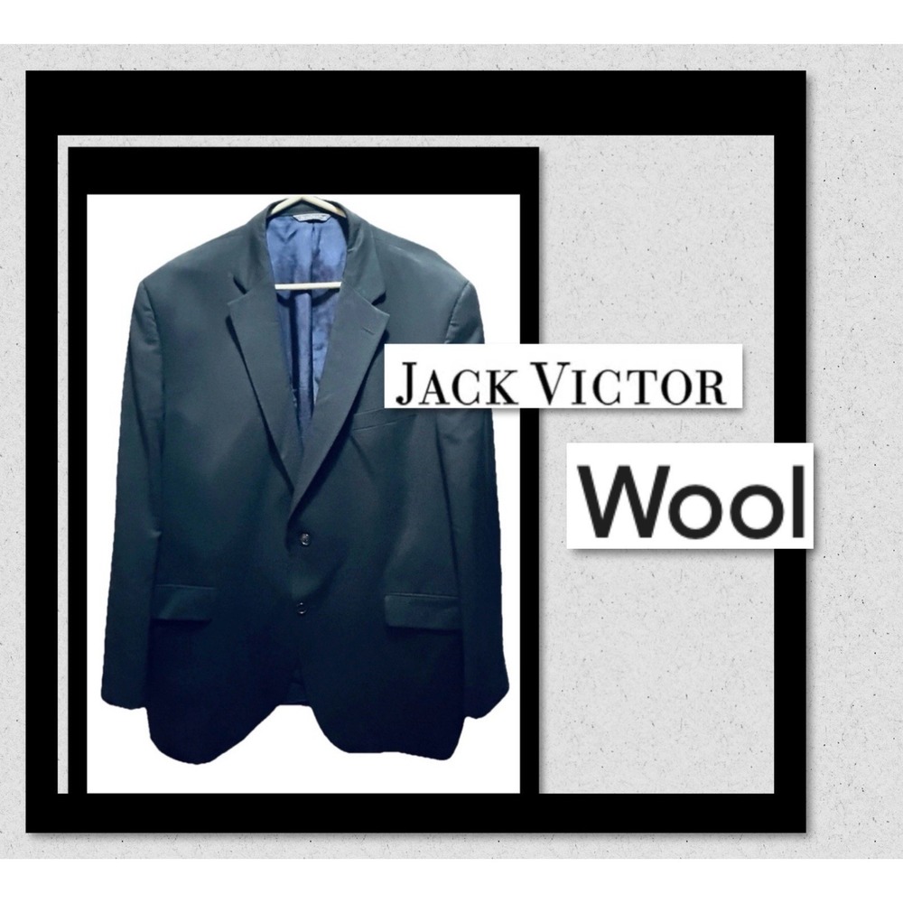 JACK VICTOR 3SIXTY5 Suit Jacket Men's 48L Performance Stretch 100% Wool Black